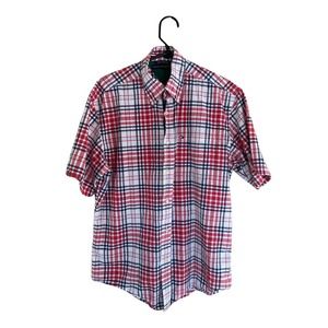 Tommy Hilfiger Mens Medium￼ Plaid Red White Blue Long Sleeve Button Down Shirt